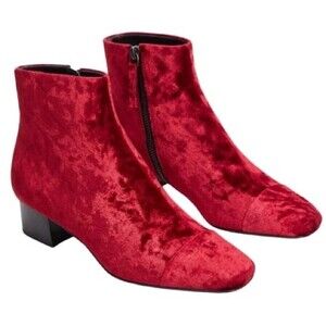Mango Velvet Biker Booties in Burgundy 39 NWOB